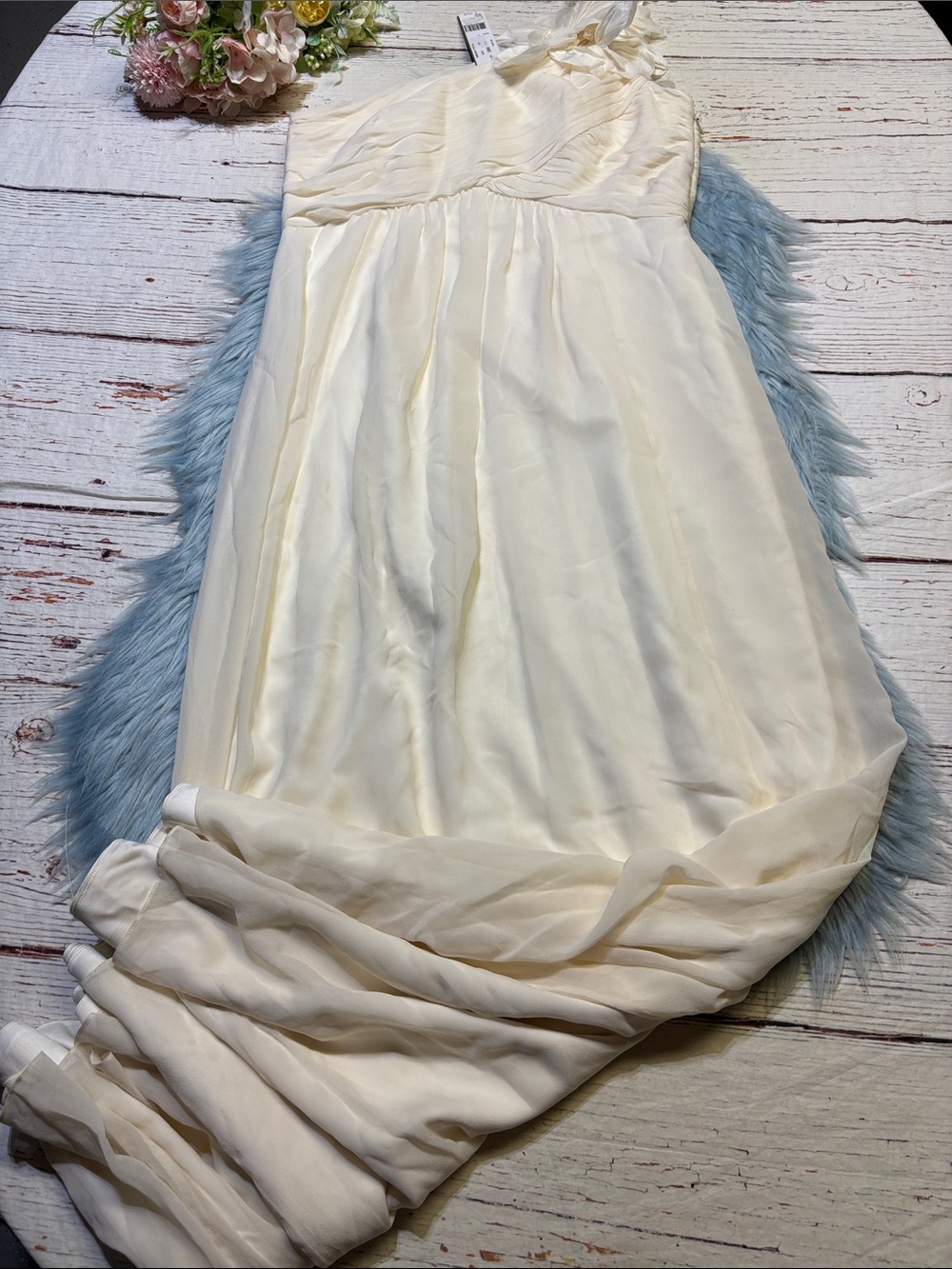 Ann Taylor Ivory Silk One Shoulder Bridesmaid Dress sz 10 - Picture 1 of 11